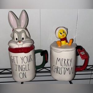 Rae Dunn Buggs Bunny & Tweety Bird Looney Tunes Topper Mugs
